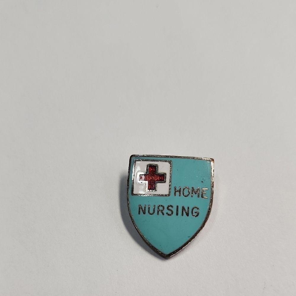 Vintage American Red Cross Home Nursing Lapel Scrubs Jacket Hat Pin